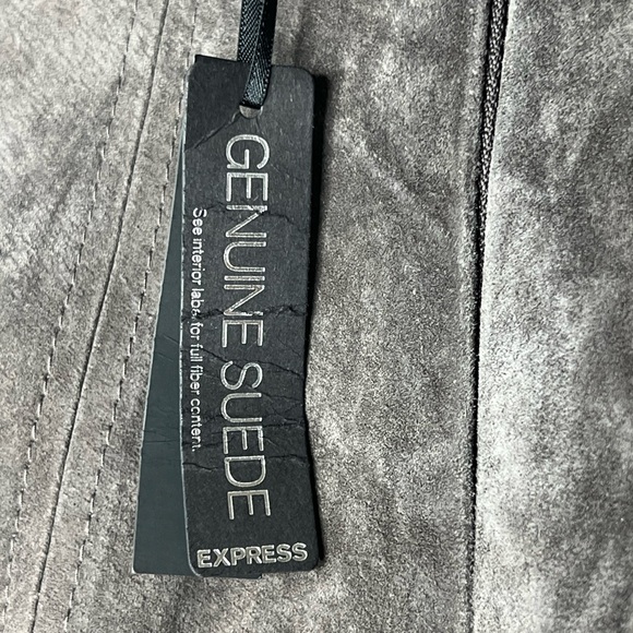 Express Genuine Suede Mini Skirt Womens Size 2 Gray High Waisted NWT - Picture 9 of 13